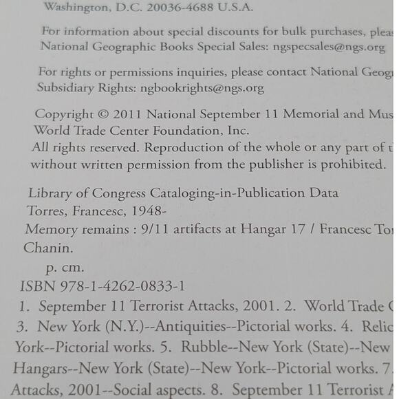 Memory Remains 9/11 Artifacts at Hangar 17 Book Hardcover Twin Towers Torres - Picture 5 of 16